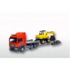 Man Tgs Lx 6X4 Low Loader With Excavator - Red 1:25 Scale