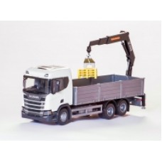 Scania Cr 500 Ng Open Platform With Crane - White 1:25 Scale