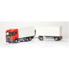 Scania Cs20H 6X4 Rigid Box With Box Trailer - Red 1:25 Scale
