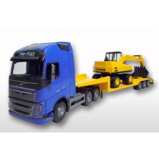 Volvo FH 6x4 Blue Cab Low Loader and Excavator
